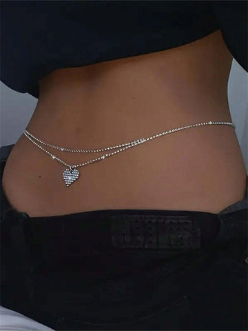 Heart Rhinestone Waist Chain