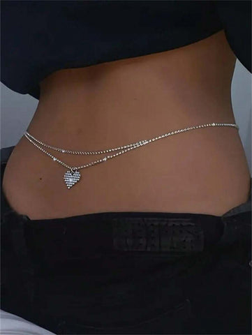 Heart Rhinestone Waist Chain