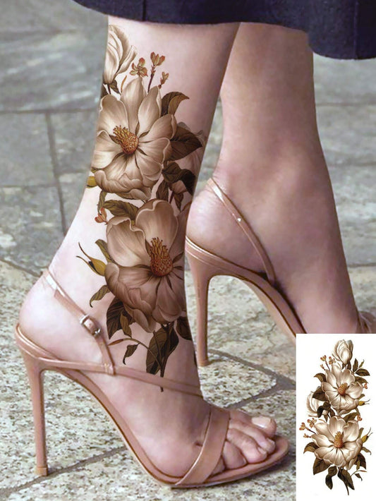 Pink Rose Peony Tattoo Sticker