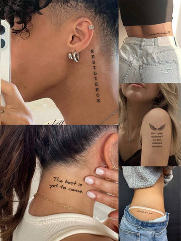 Alphabet Words Quotes Tattoo Set