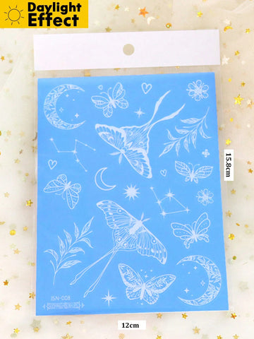 Glow-in-Dark Moth Constellation Tattoo Sticker