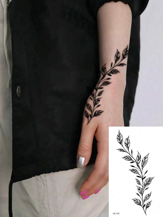 Green Vine Leaf Tattoo Sticker
