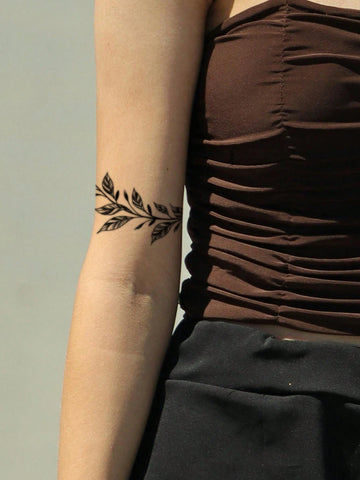 Green Vine Leaf Tattoo Sticker