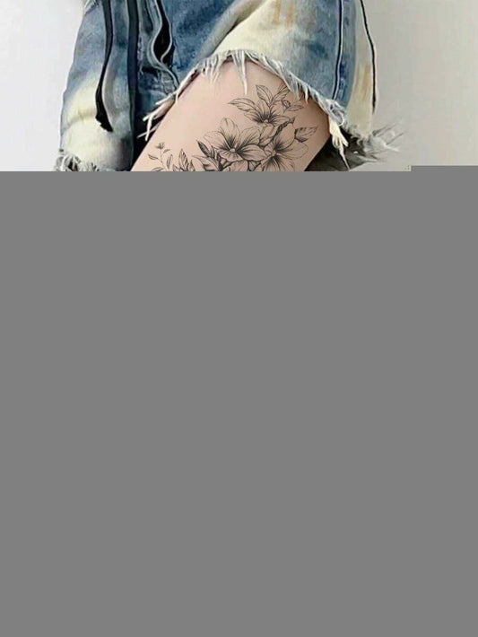 Large Black Floral Tattoo Sticker