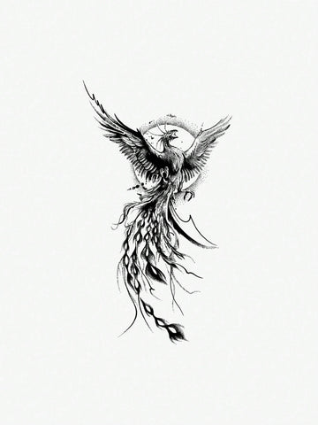 Phoenix Rising Sun Tattoo Sticker