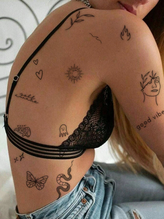 Black Jellyfish Butterfly Tattoo Set