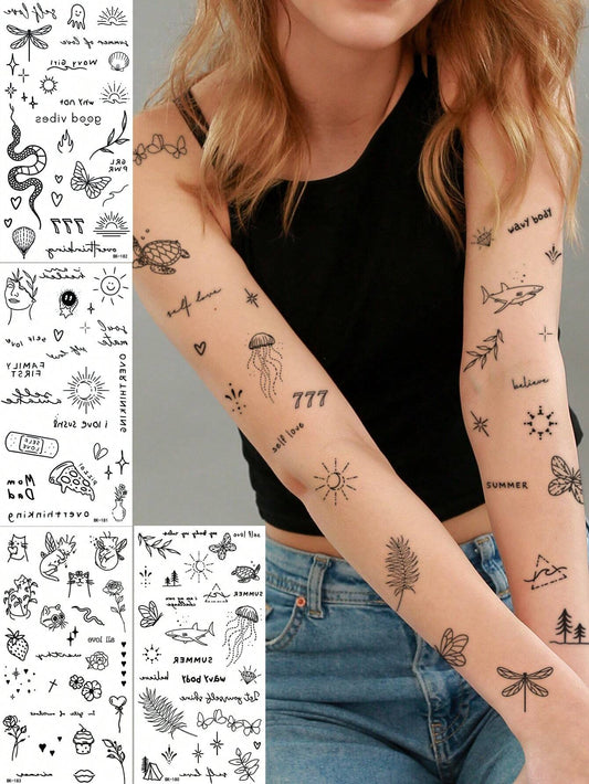 Black Jellyfish Butterfly Tattoo Set