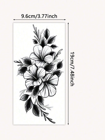 Black Floral Rose Temporary Tattoo Set