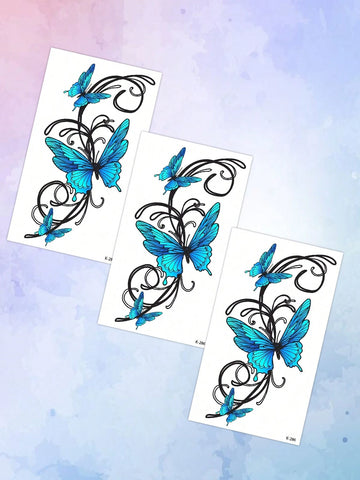 3D Blue Butterfly Tattoo Set