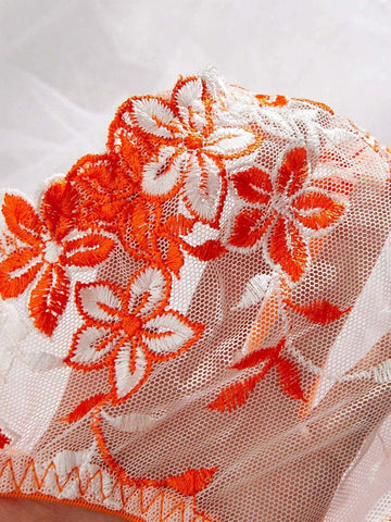 Sunset Bloom Floral Embroidery Lingerie Set