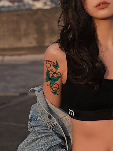 3D Blue Butterfly Tattoo Set