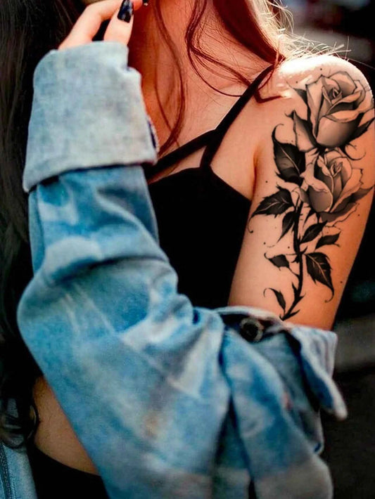 Black Flower Butterfly Tattoo Set III