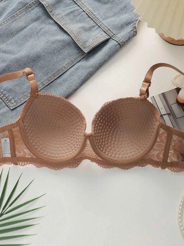 Coffee Brown Floral Lace Lingerie Set