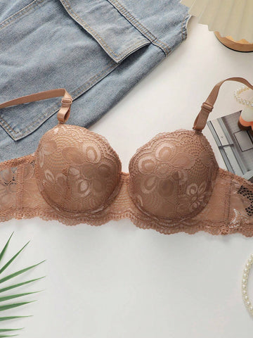 Coffee Brown Floral Lace Lingerie Set