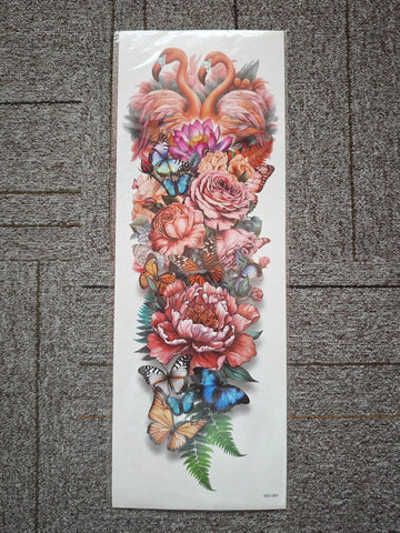 Flamingo Rose Butterfly Full Arm Tattoo Sticker