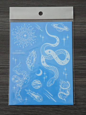 Glow-in-Dark Snake Crystal Planet Tattoo Sticker
