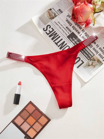 Red Rhinestone Letter Tape Waist G-String