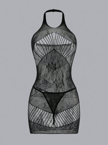 Seamless Hollow Out Nightgown G-String Set