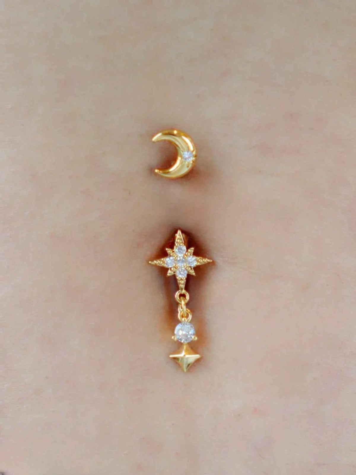 Star Moon Gold Navel Ring