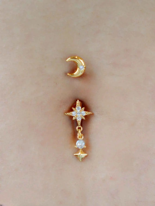 Star Moon Gold Navel Ring