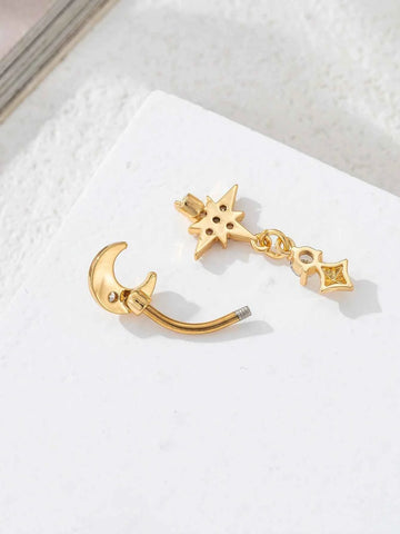 Star Moon Gold Navel Ring