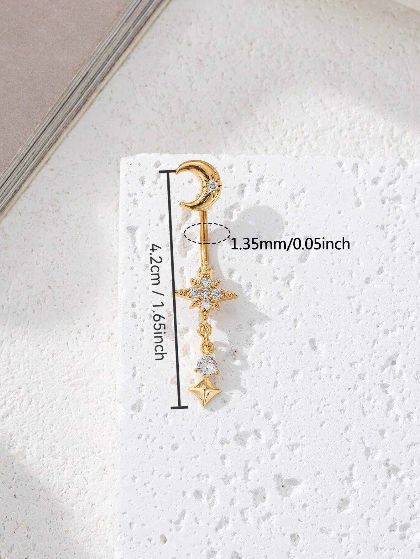 Star Moon Gold Navel Ring