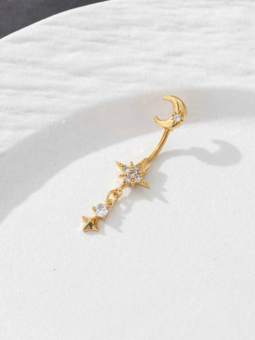 Star Moon Gold Navel Ring