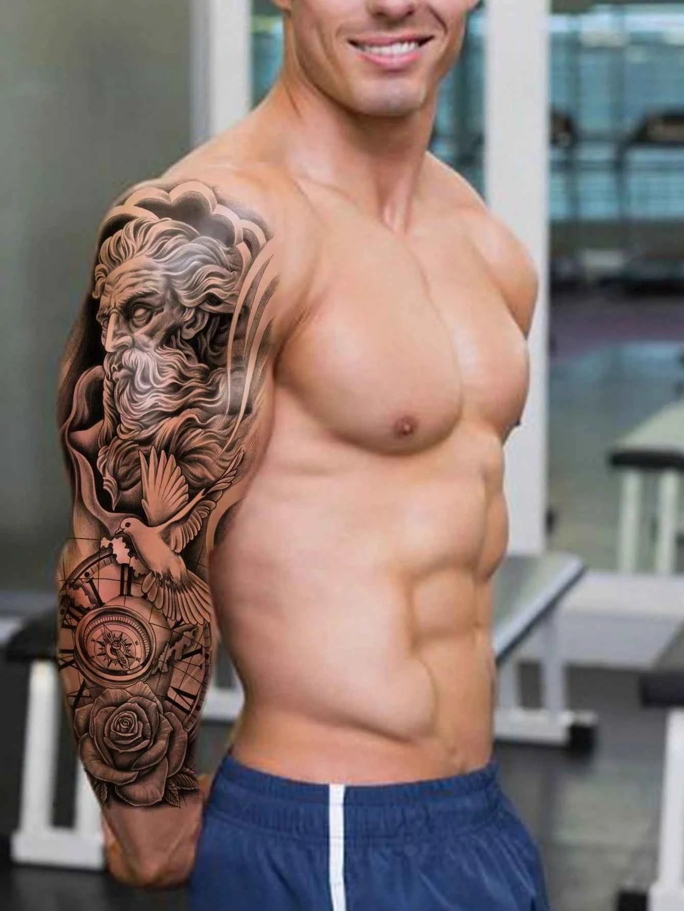 Angel Sculpture Full Arm Tattoo Sticker