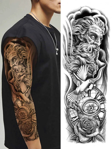 Angel Sculpture Full Arm Tattoo Sticker