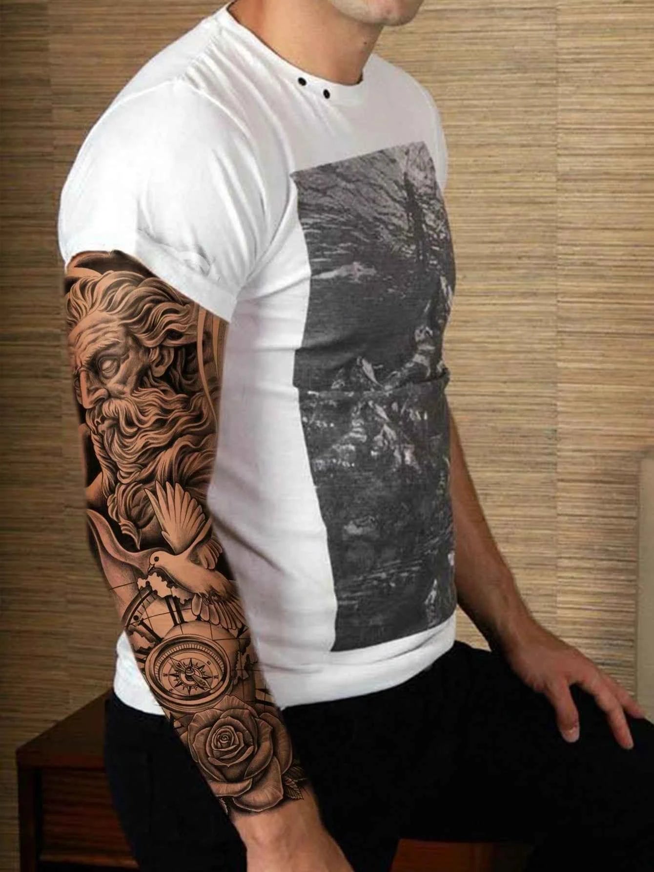 Angel Sculpture Full Arm Tattoo Sticker