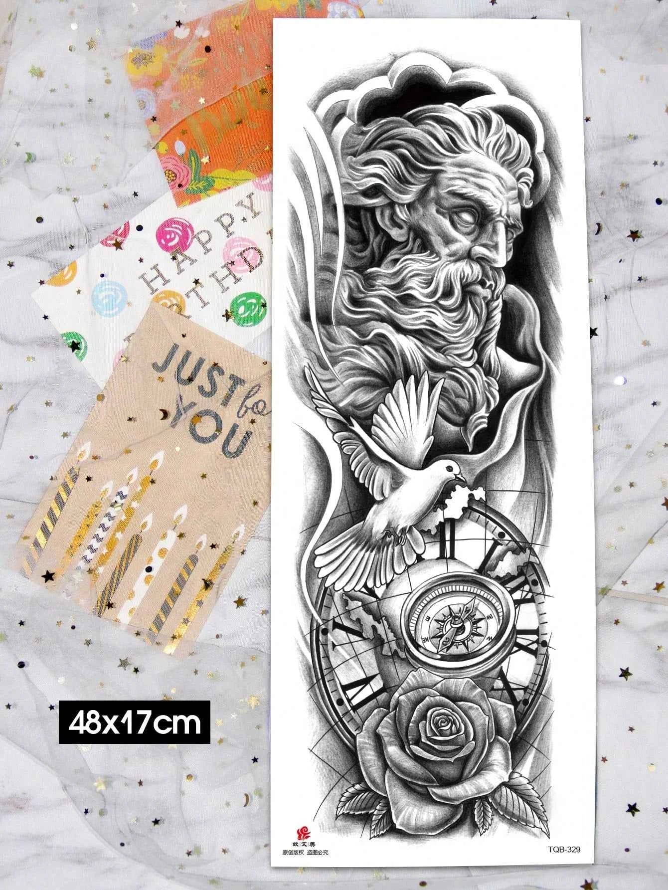Angel Sculpture Full Arm Tattoo Sticker