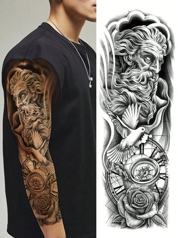 Angel Sculpture Full Arm Tattoo Sticker