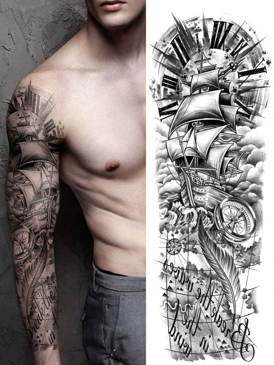 Angel Sculpture Full Arm Tattoo Sticker II