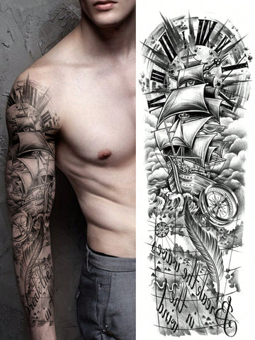 Angel Sculpture Full Arm Tattoo Sticker II