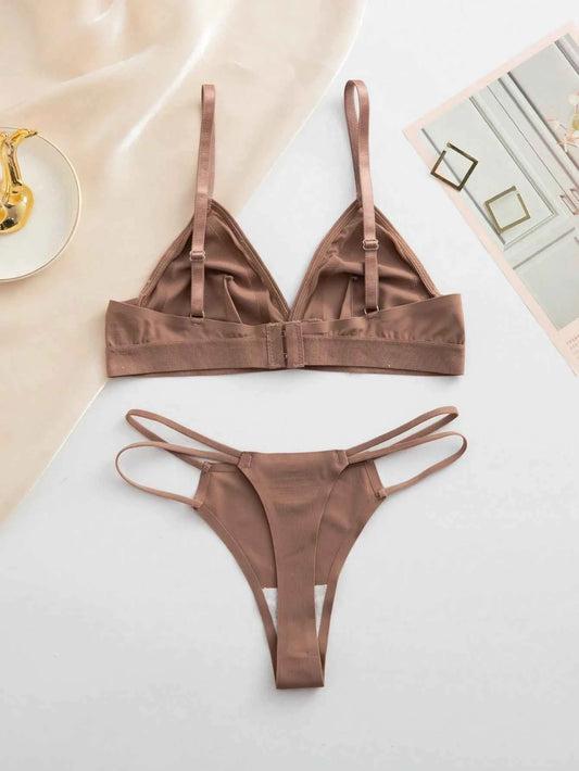 Coffee Brown Seamless Triangle Lingerie Set