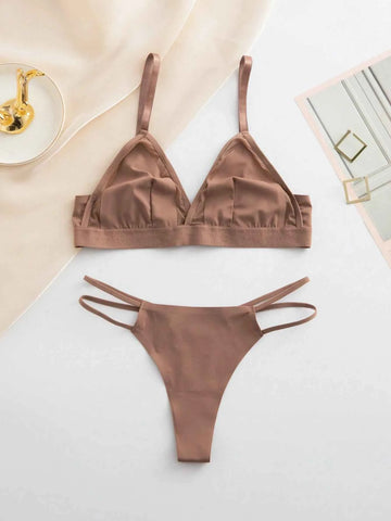 Coffee Brown Seamless Triangle Lingerie Set