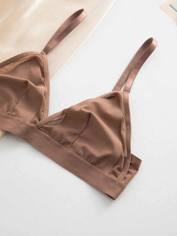 Coffee Brown Seamless Triangle Lingerie Set