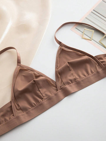 Coffee Brown Seamless Triangle Lingerie Set