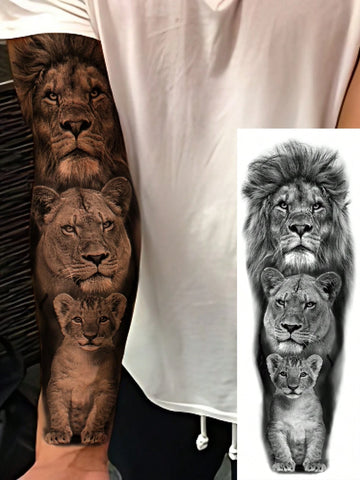 Lion Family Full Arm Tattoo Sticker