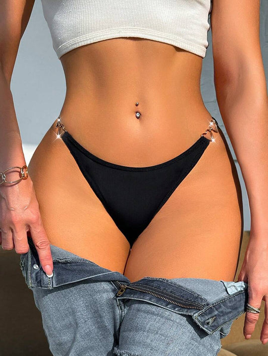 Women's Fashion Sexy Heart Decor Thong Panty