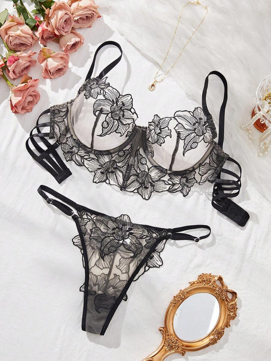 2pcs Women Skin-Colored Sexy Lingerie Set
