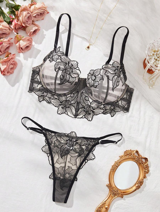 2pcs Women Skin-Colored Sexy Lingerie Set