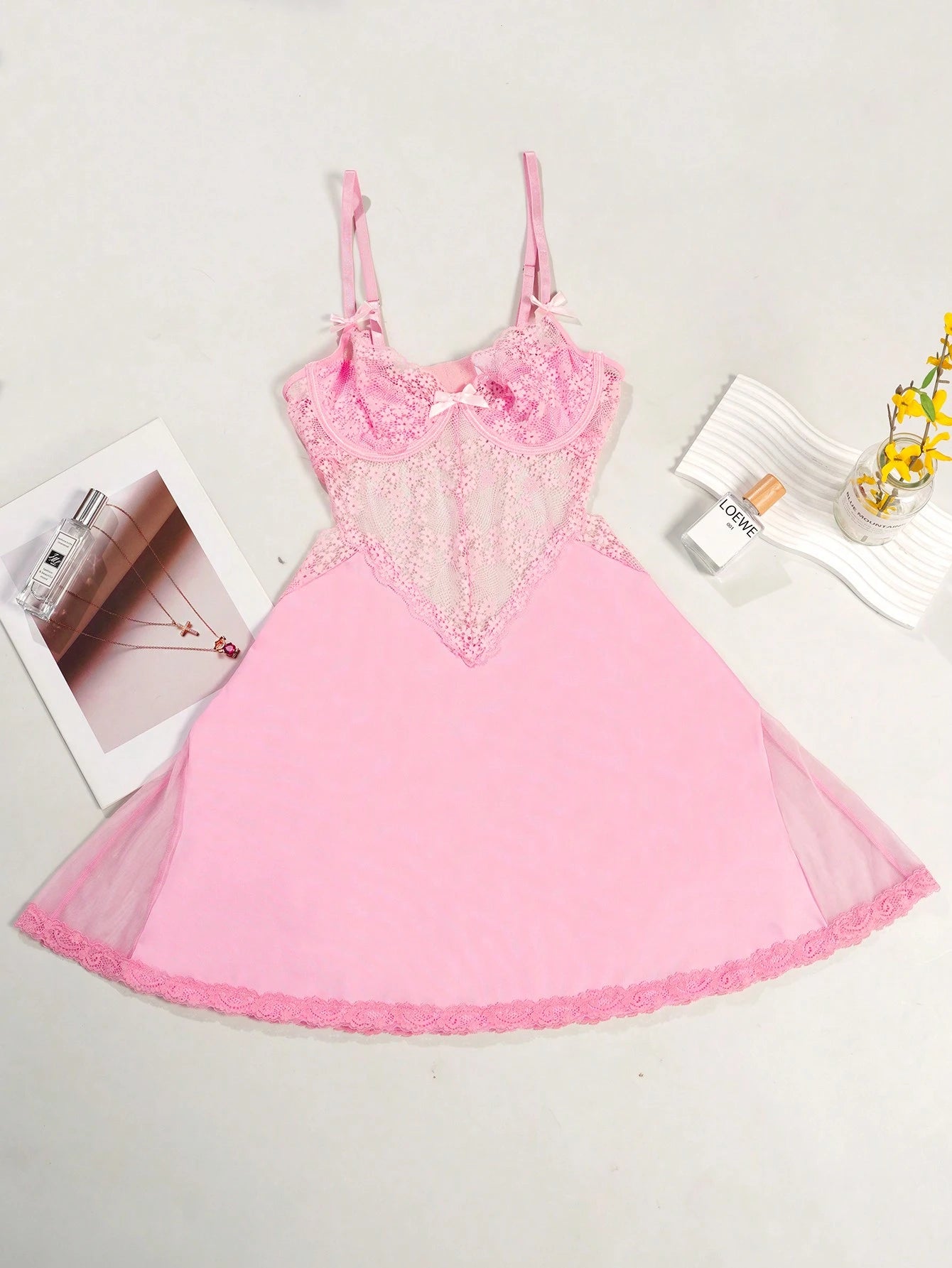 Princess Style Lace Panel Babydoll Nightie - TFI Lingerie Pakistan - Image 8