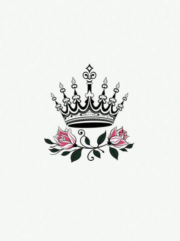 Crown Rose Tattoo Sticker