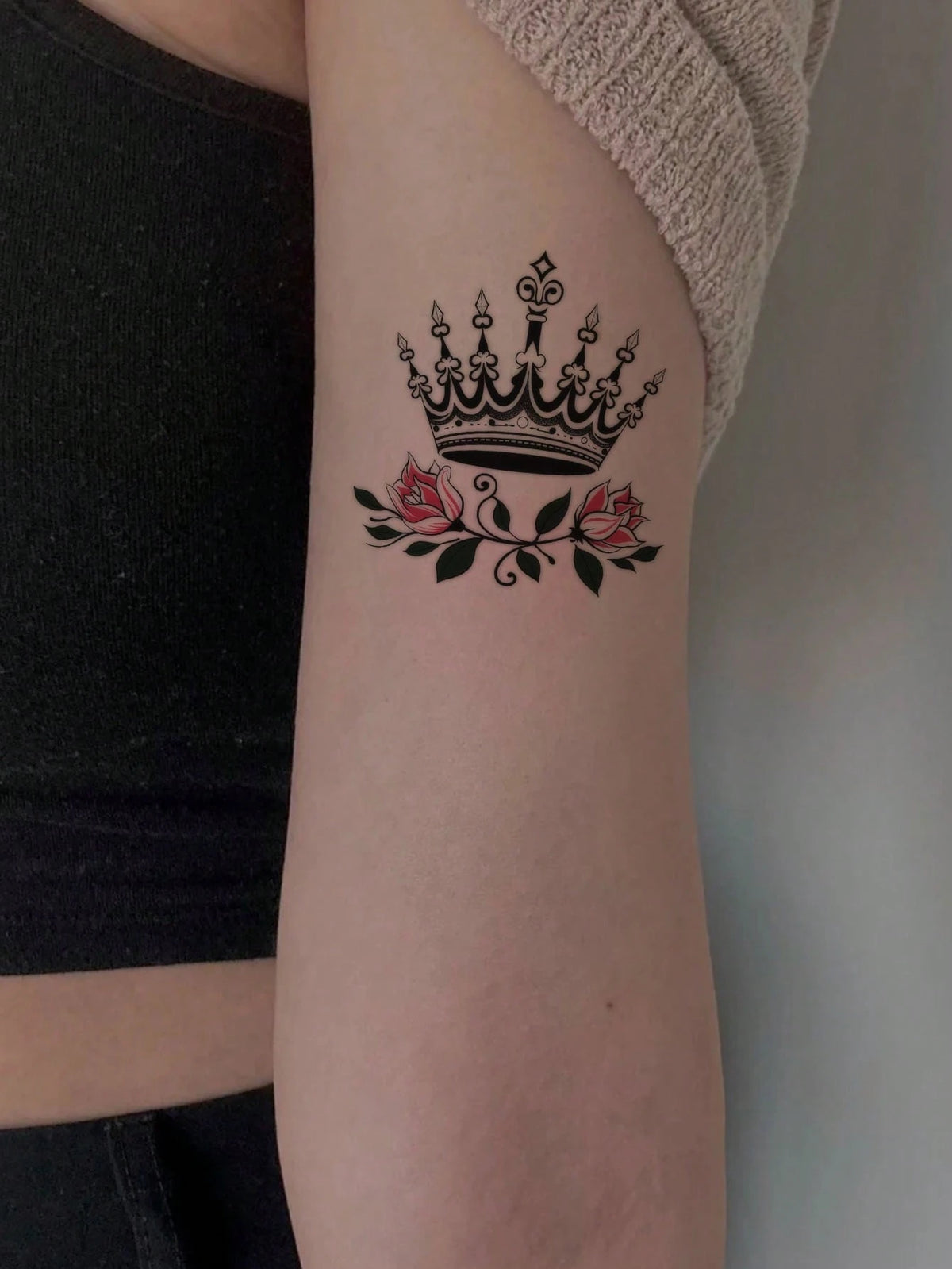 Crown Rose Tattoo Sticker