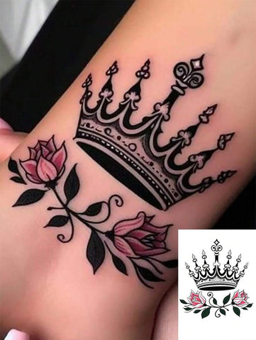 Crown Rose Tattoo Sticker