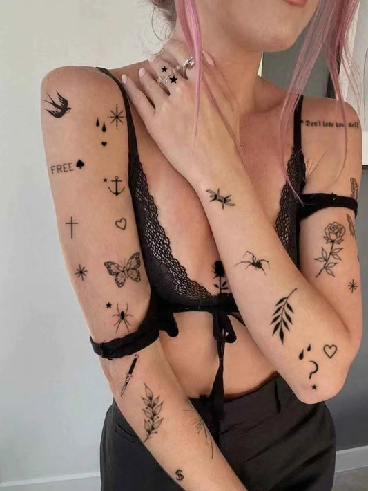 Black Scorpion Moon Butterfly Tattoo Set