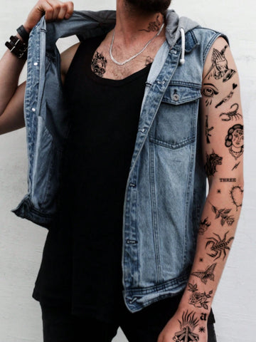 Black Scorpion Moon Butterfly Tattoo Set