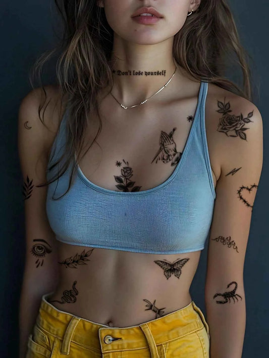 Black Scorpion Moon Butterfly Tattoo Set
