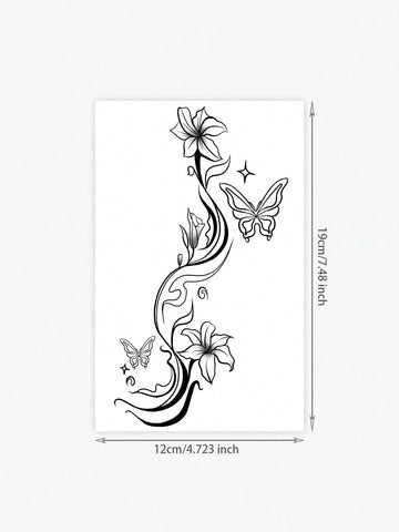 Elegant Floral Butterfly Tattoo Sticker